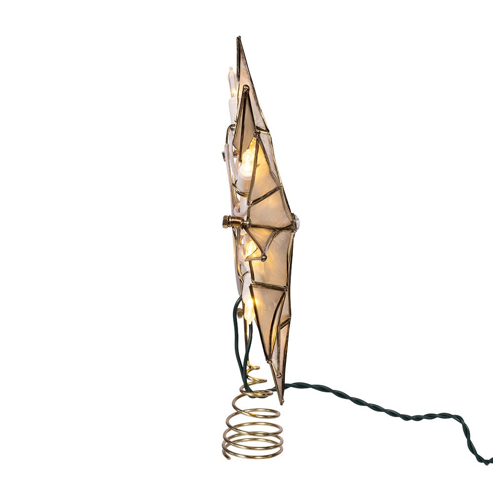 Kurt Adler 10.5-Inch 10-Light 12 Point Capiz Star with Center Gem Tree Topper